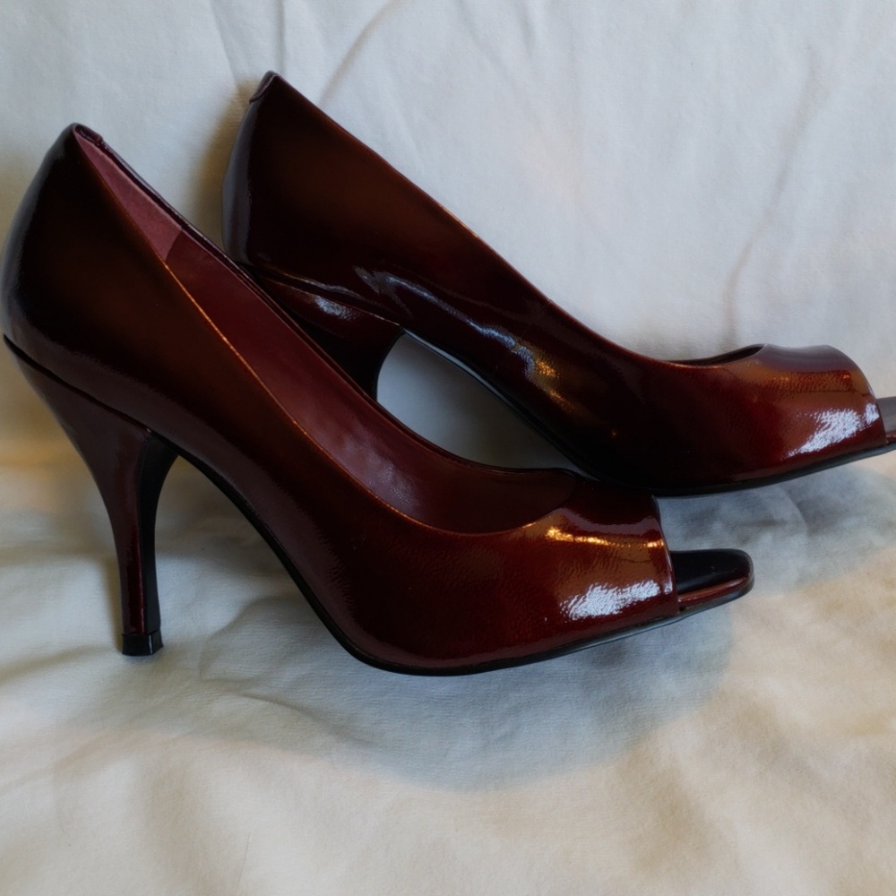 BCBGeneration Burgundy Peep Toe Heels